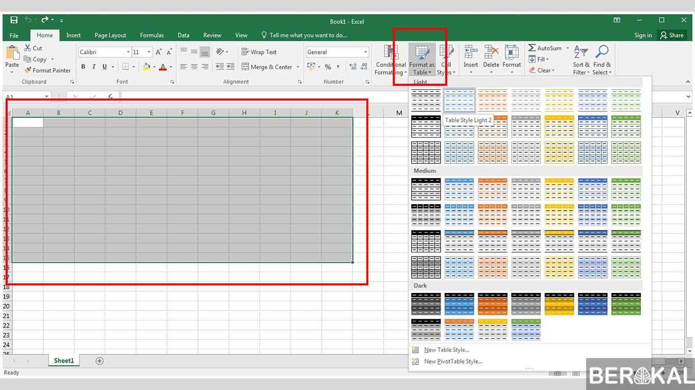 cara membuat tabel di excel 2013