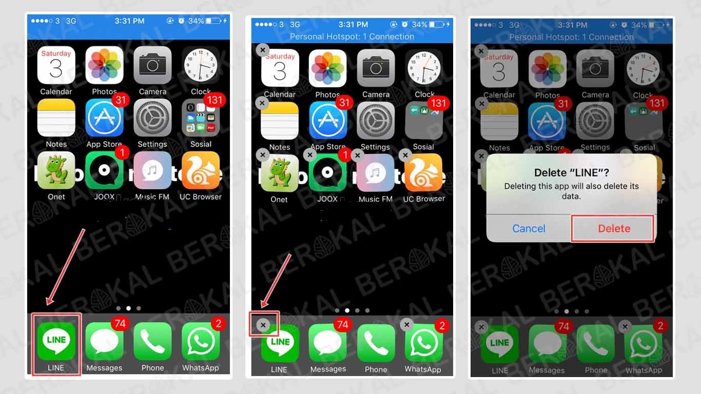 menghapus line di iphone