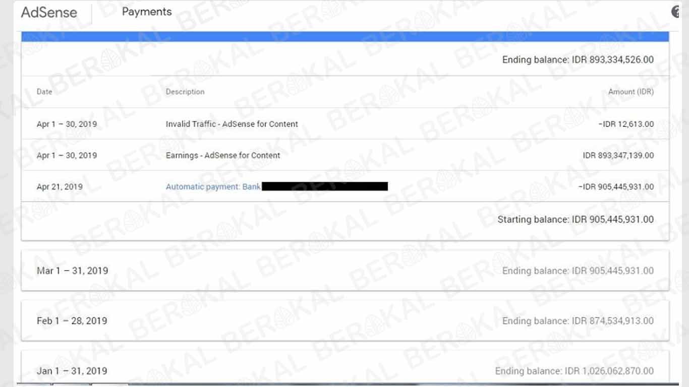 bukti pembayaran adsense
