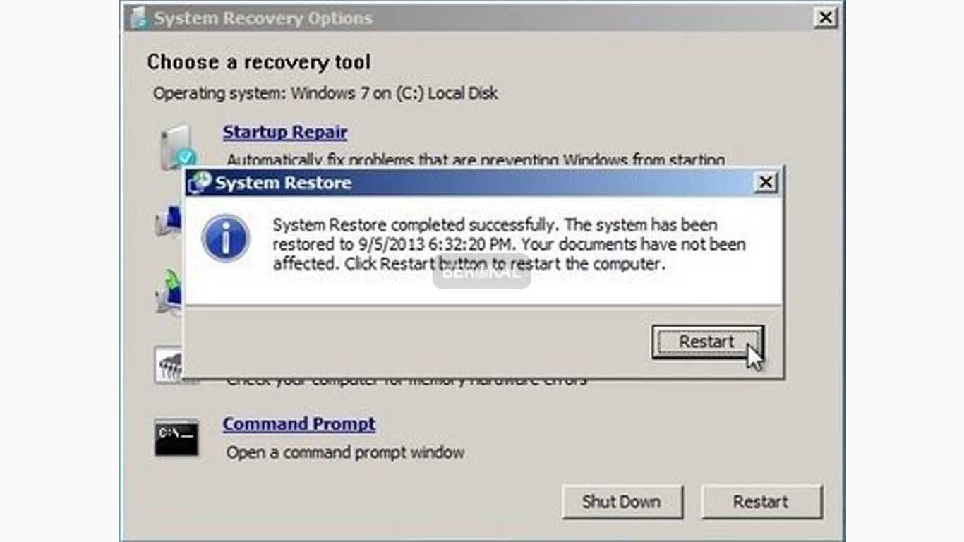 system restore completed succesfully