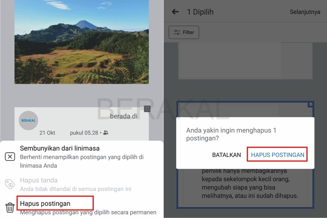 cara menghapus semua status di facebook android