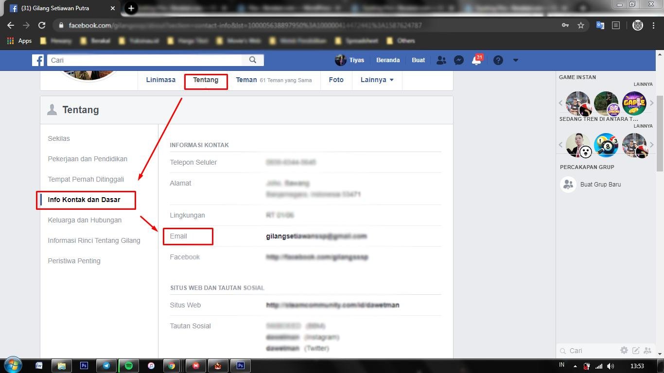 cara melihat email fb orang lain di hp