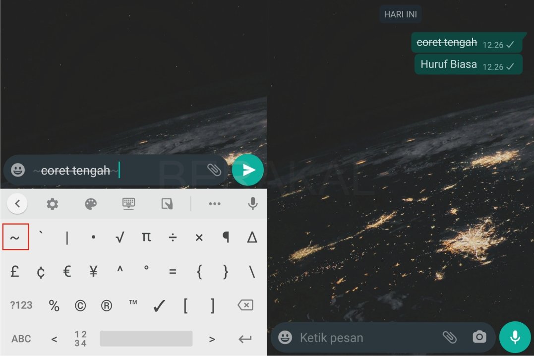 cara membuat tulisan dicoret tengah