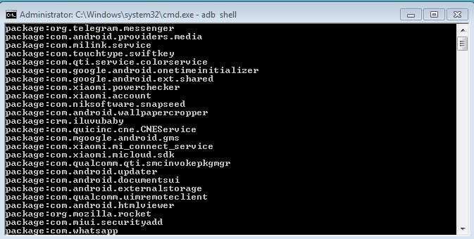 Perintah ADBshell pilih aplikasi Perintah ADBshell pilih aplikasi