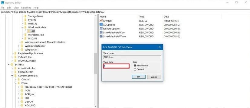 edit DWORD 32bit value edit DWORD 32bit value
