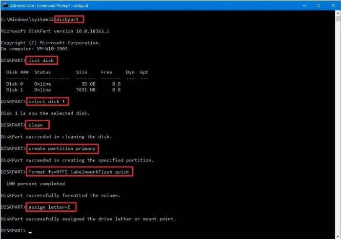 Command prompt diskpart