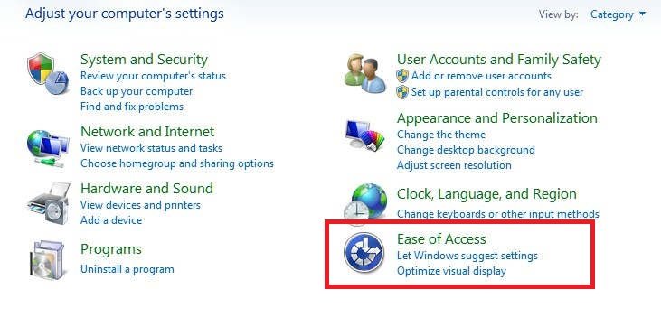 Klik Ease of Access