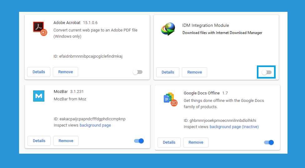 Mengaktifkan module IDM di google chrome