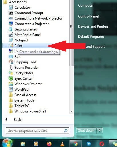 klik start menu dan pilih all program buka accessories klik paint klik start menu dan pilih all program buka accessories klik paint