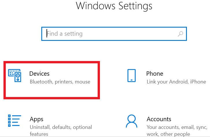 devices settings windows 10