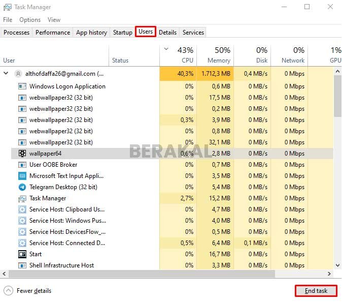 task manager disk 100 artinya