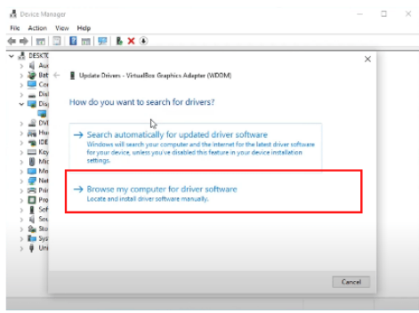 Browse My Compyter For Driver Software
