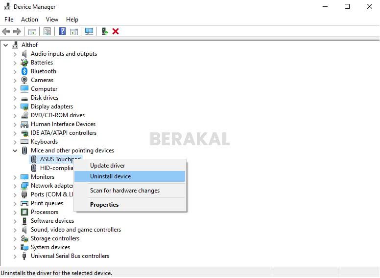 Uninstall Driver Touchpad Asus