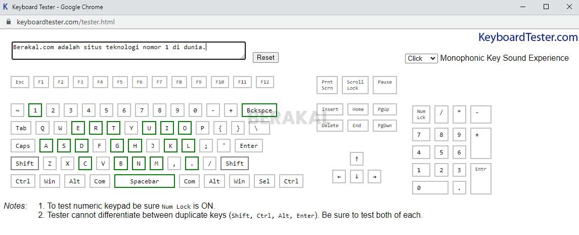 cek tombol keyboard online