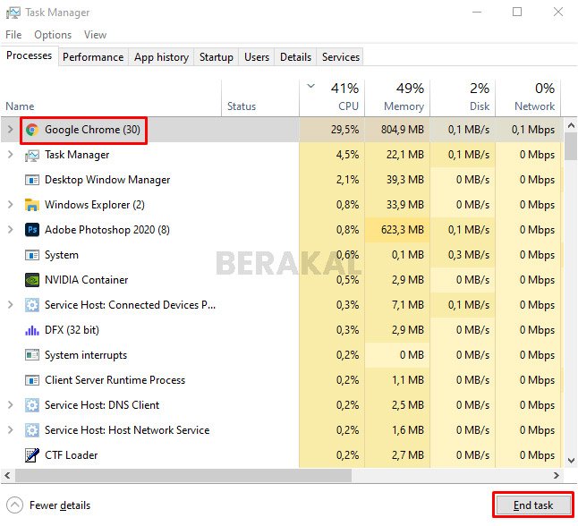 End Task Google Chrome