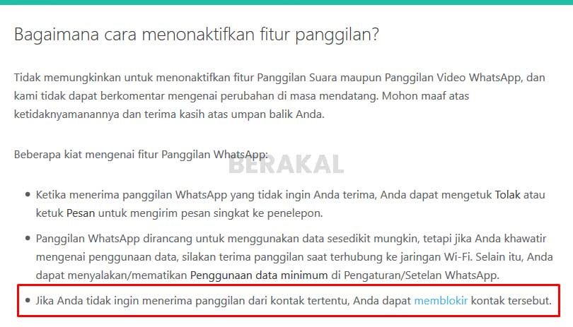 Bagaimana cara menonaktifkan fitur panggilan