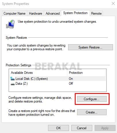 Cara membuat system restore point