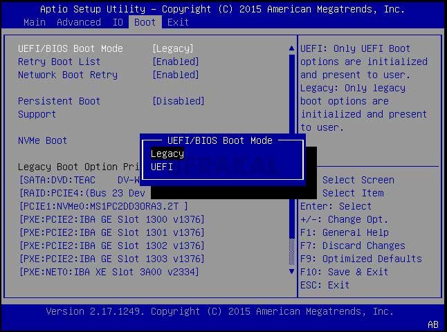 Disable Legacy Bootv