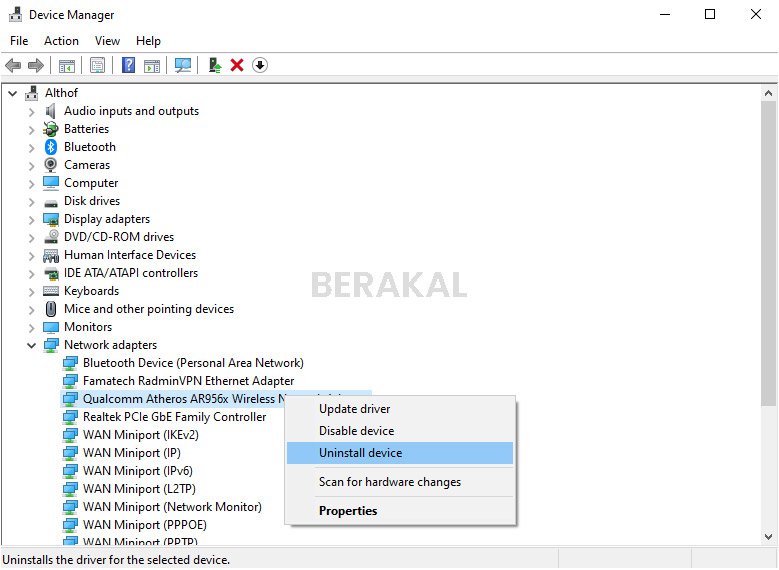 Uninstall Driver WiFi