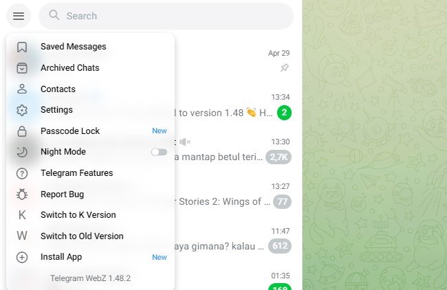 Usai berhasil masuk, kamu dapat mengoperasikan aplikasi Telegram untuk berbagai keperluan.