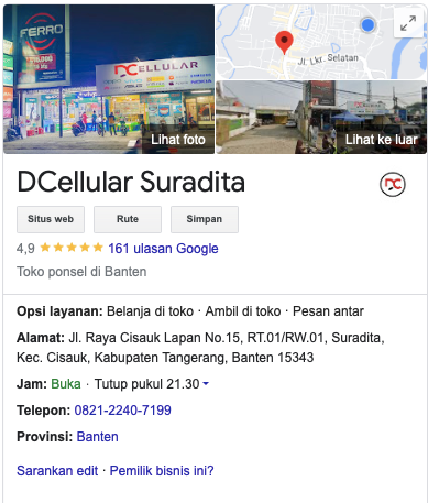 Pada halaman yang muncul, klik Rute
