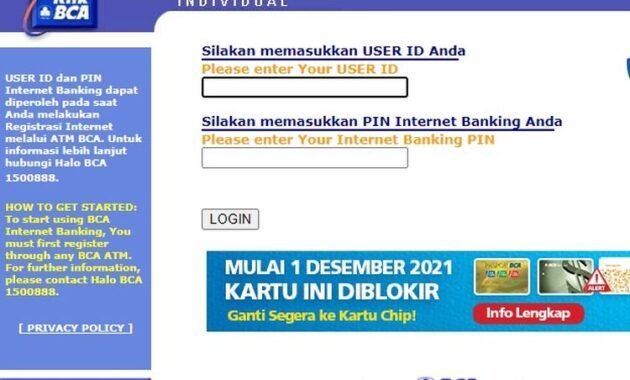Untuk akses melalui situsnya, masuk lebih dulu ke alamat https-::www.klikbca.com:. Sedangkan untuk yang ingin akses melalui aplikasinya juga bisa langsung masuk ke aplikasinya.