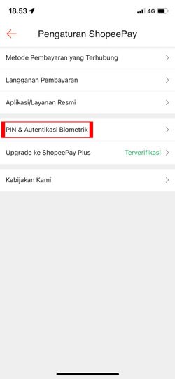 Ada tujuh menu yang muncul di bagian tersebut, pilih menu PIN & Autentikasi Biometrik yang akan membuka tiga menu lainnya.