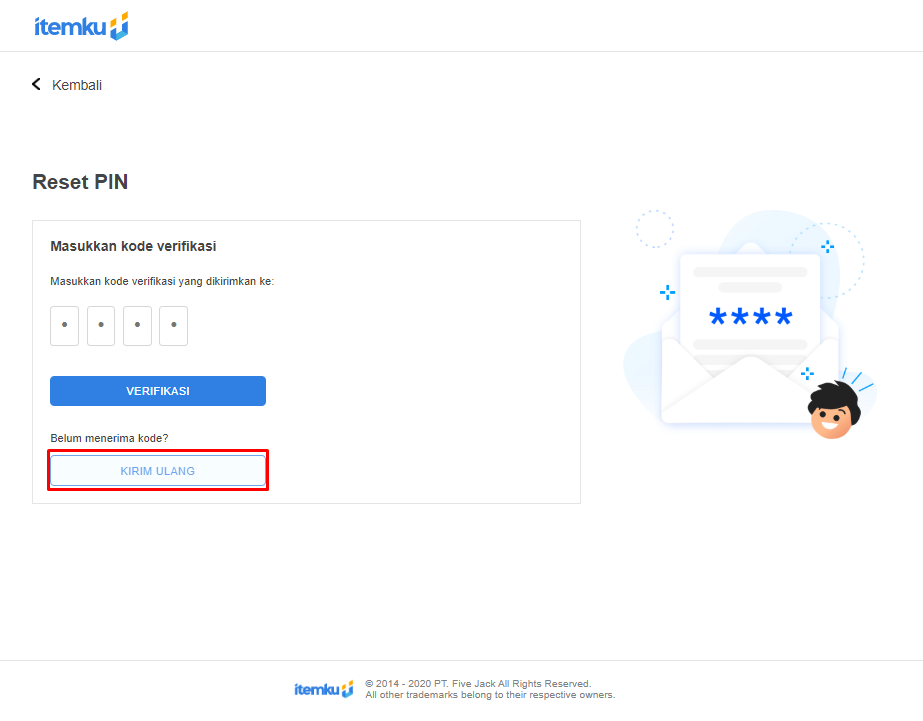Nantinya pihak Itemku akan mengirimkan kode verifikasi melalui email tersebut.
