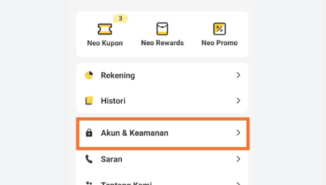 Pilih opsi Akun dan Keamanan.