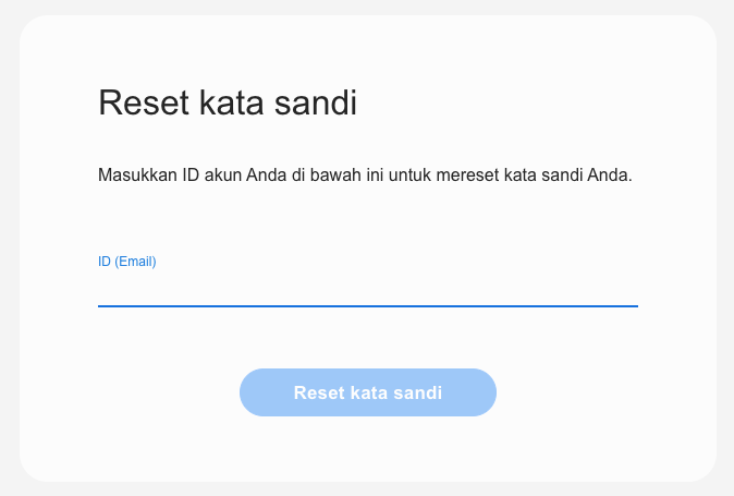 Setelah itu cari dan temukan menu Reset Kata Sandi atau Cari ID. Layar perangkat akan memperlihatkan tampilan baru.