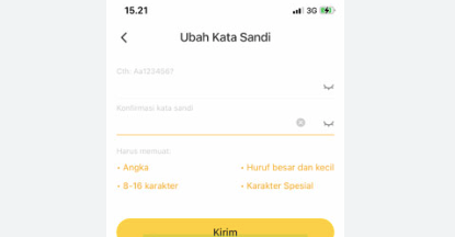 Terdapat beberapa pilihan menu yang dapat dipilih. Silahkan klik Ubah Kata Sandi.