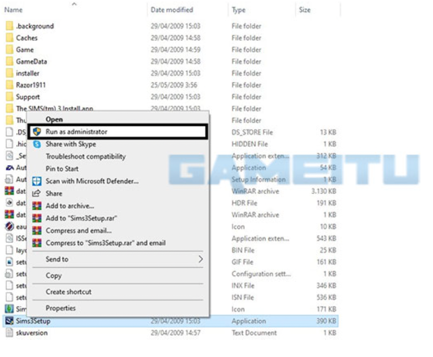 Jalankan Sims3Setup