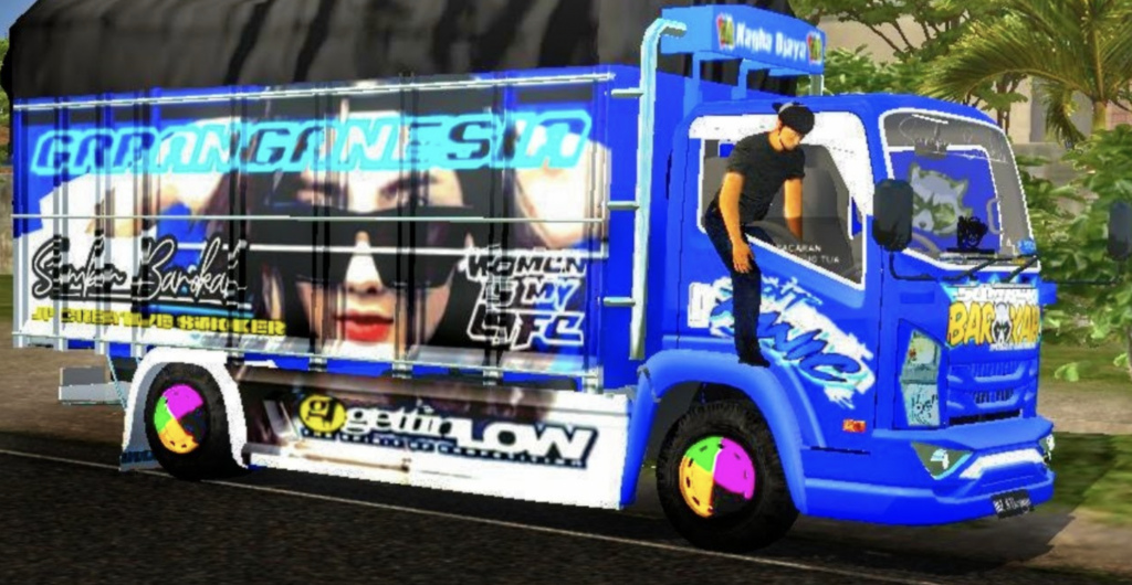 download mod bussid truk sumber barokah full strobo