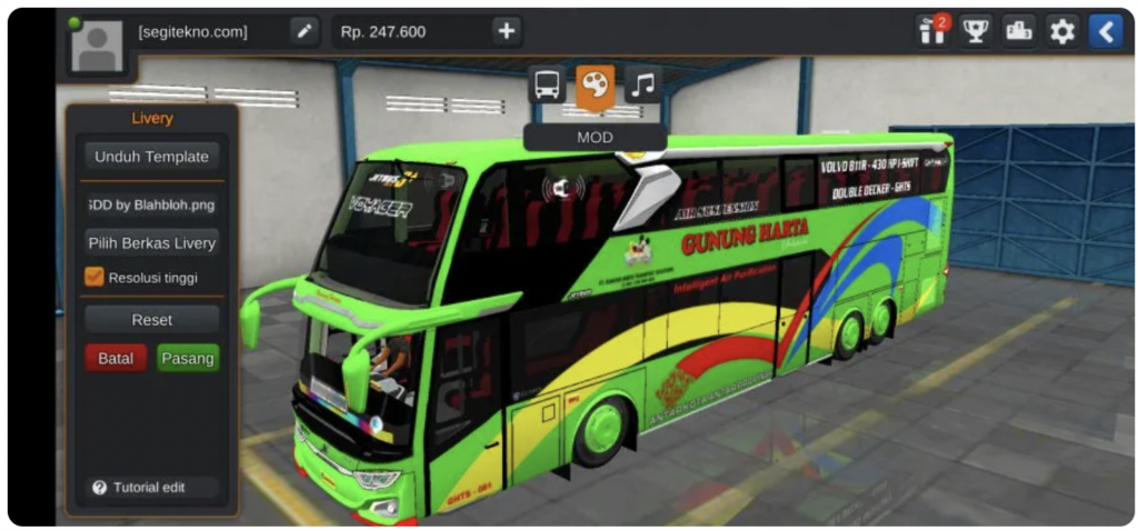mod bussid bus tingkat full strobo